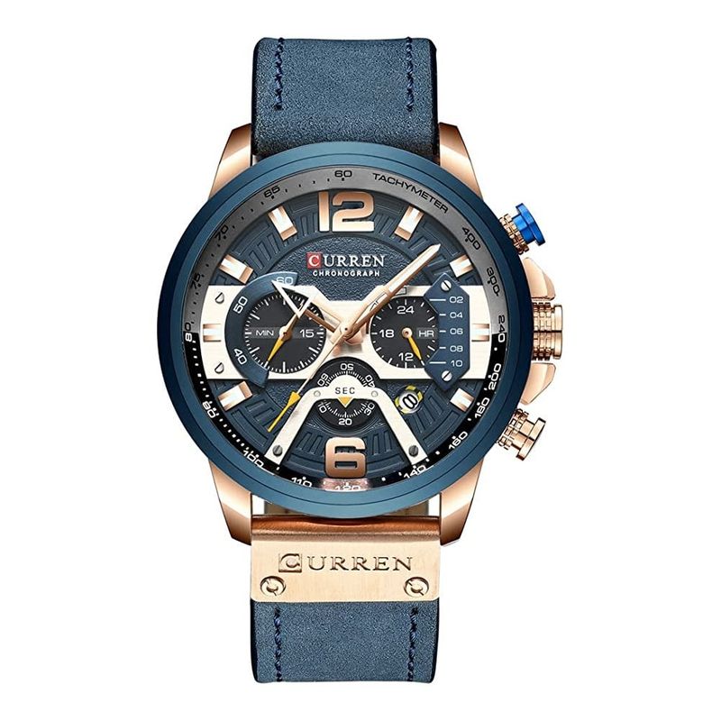 CURREN - Reloj Hombre Curren 8329 Cuarzo Cronografo Correa De Cuero Lujo