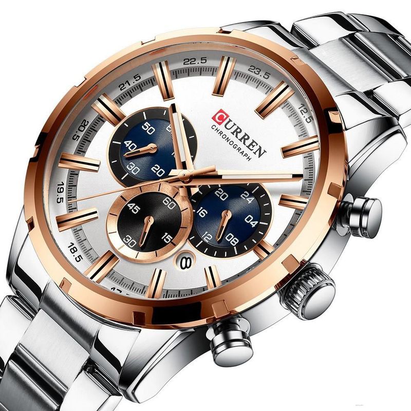 CURREN - Reloj Hombre Curren 8355 Cuarzo Cronografo Correa Acero Inoxidable
