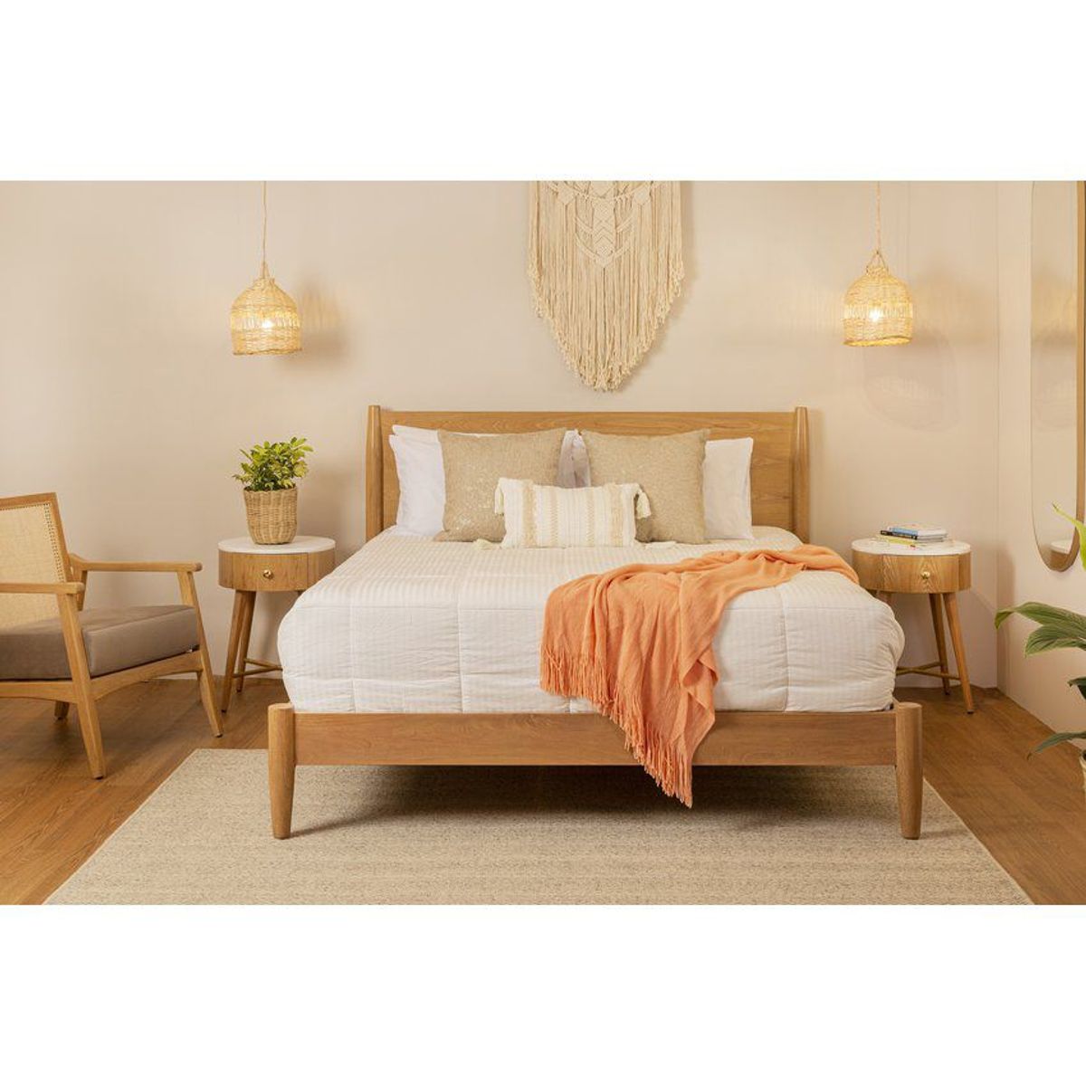 GENERICO - Cama mid century de 1.60 mts x 1.90 mts en madera