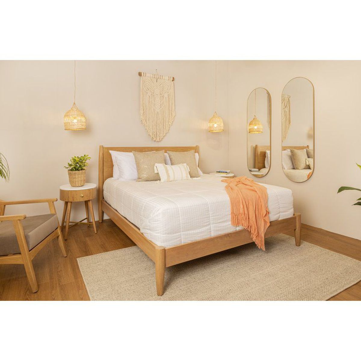 GENERICO - Cama mid century de 1.60 mts x 1.90 mts en madera