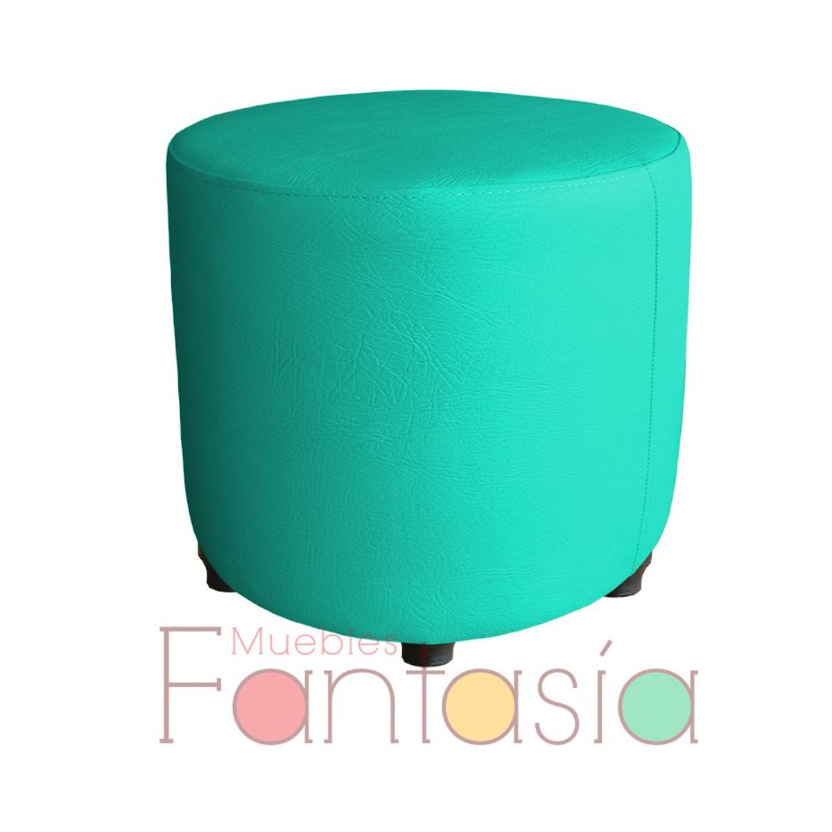 MUEBLES FANTASIA - Puff redondo Cuerotex Aguamarina Muebles Fantasía