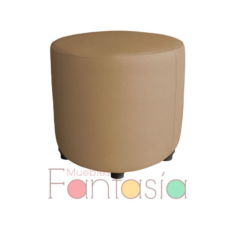 MUEBLES FANTASIA - Puff redondo Cuerotex Beige Muebles Fantasía