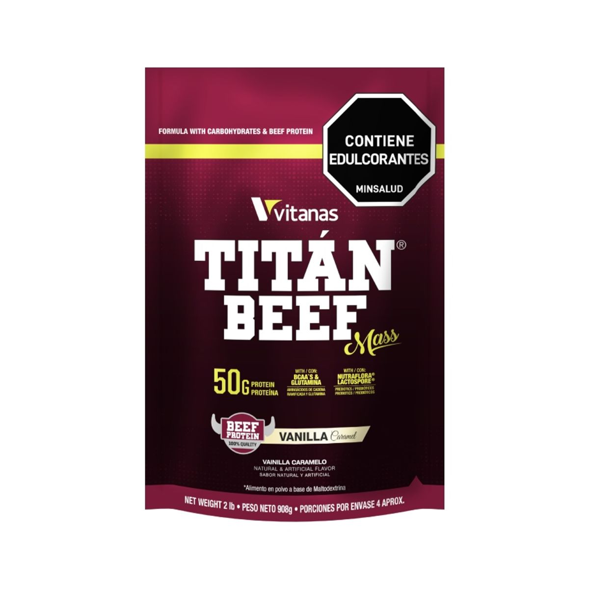 VITANAS - Titan Beef Mass x 2 lb Vainilla Caramelo