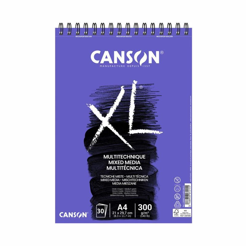 CANSON - Block XL Mixmedia Canson 300 Gr A4 - 30 Hj.