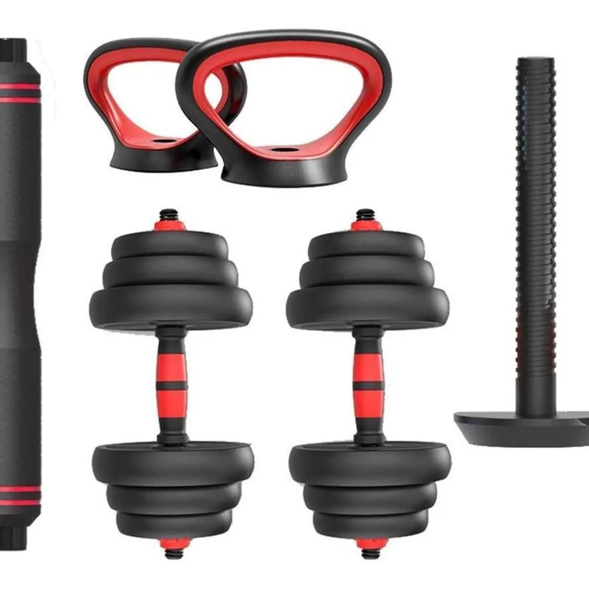 HOMESALE - Homesale Kit Pesas y Mancuernas 40 kg Convertible con Barra Larga y Pesa Rusa para Ejercicio