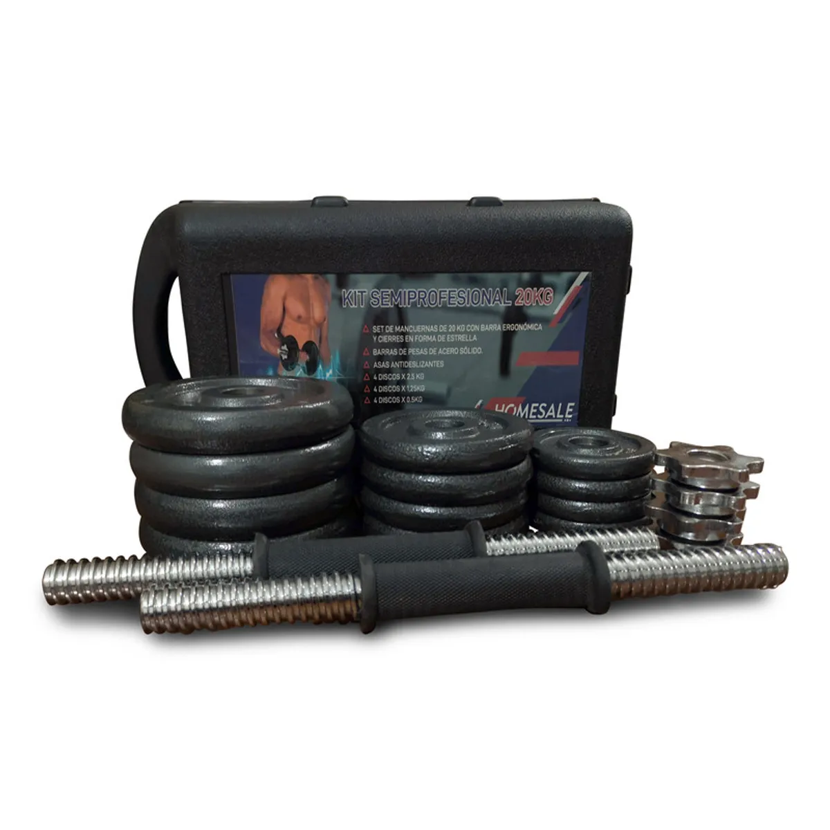 HOMESALE - Kit Mancuernas Pesas 20Kg Home Sale Antideslizante Estuche
