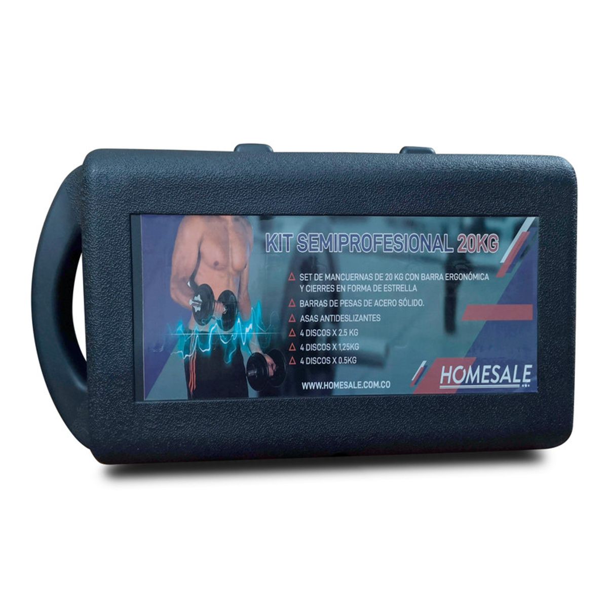 HOMESALE - Kit Mancuernas Pesas 20Kg Home Sale Antideslizante Estuche