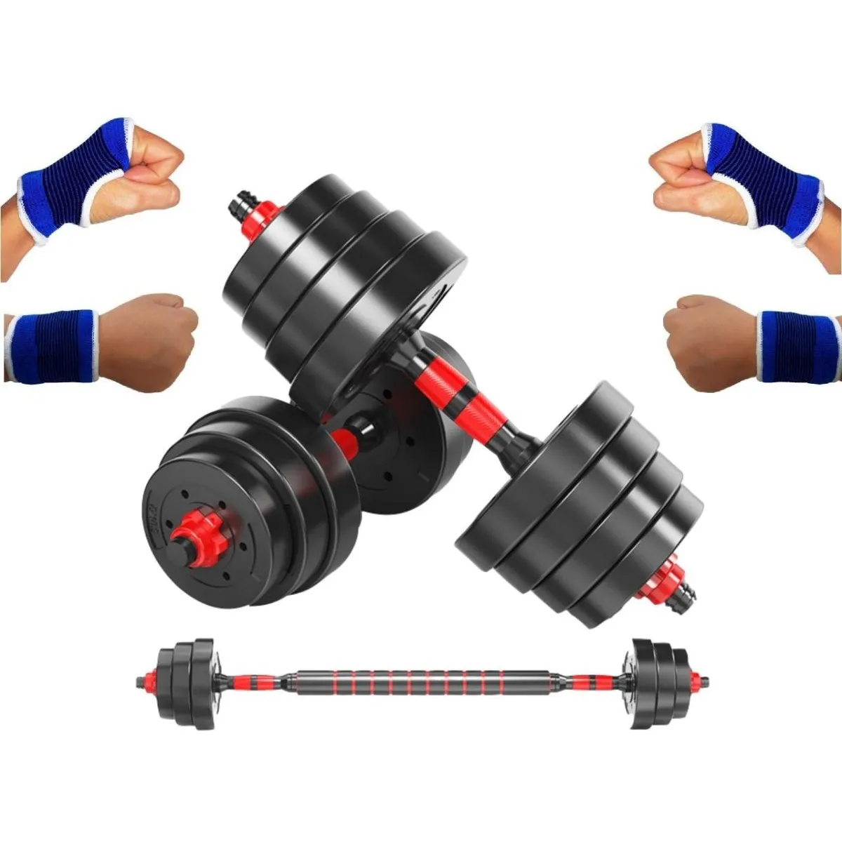 HOMESALE - Home Sale Kit de Mancuernas  20 kg Para Ejercicios Barra Larga Antideslizante