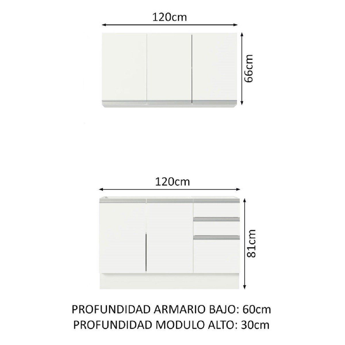 MADESA - Cocina Integral Glamy 1.20 Metros Blanco 01