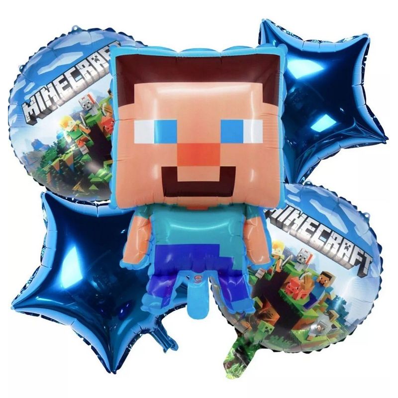 DAYOSHOP - Kit Bouquet Globo Minecraft Feliz Cumpleaños World