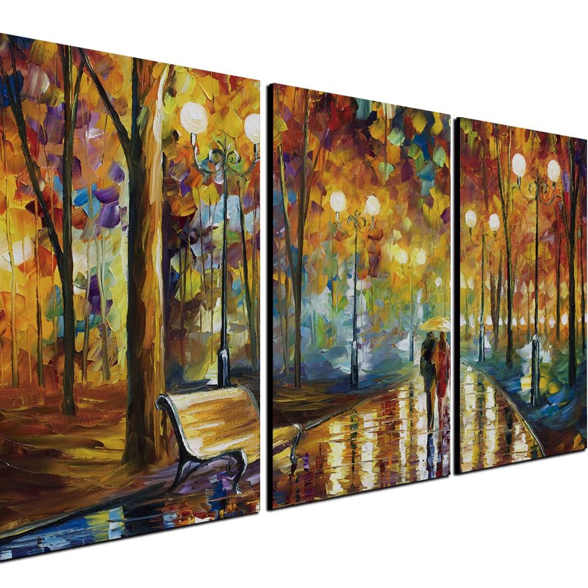 ART INDUSTRY - Cuadro Triptico 90x50cm Tipo Oleo Camino