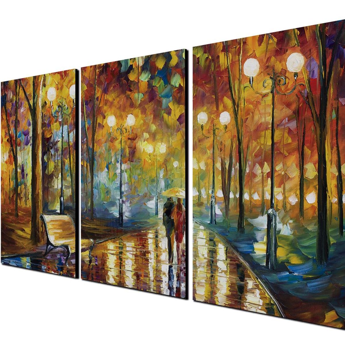 ART INDUSTRY - Cuadro Triptico 90x50cm Tipo Oleo Camino