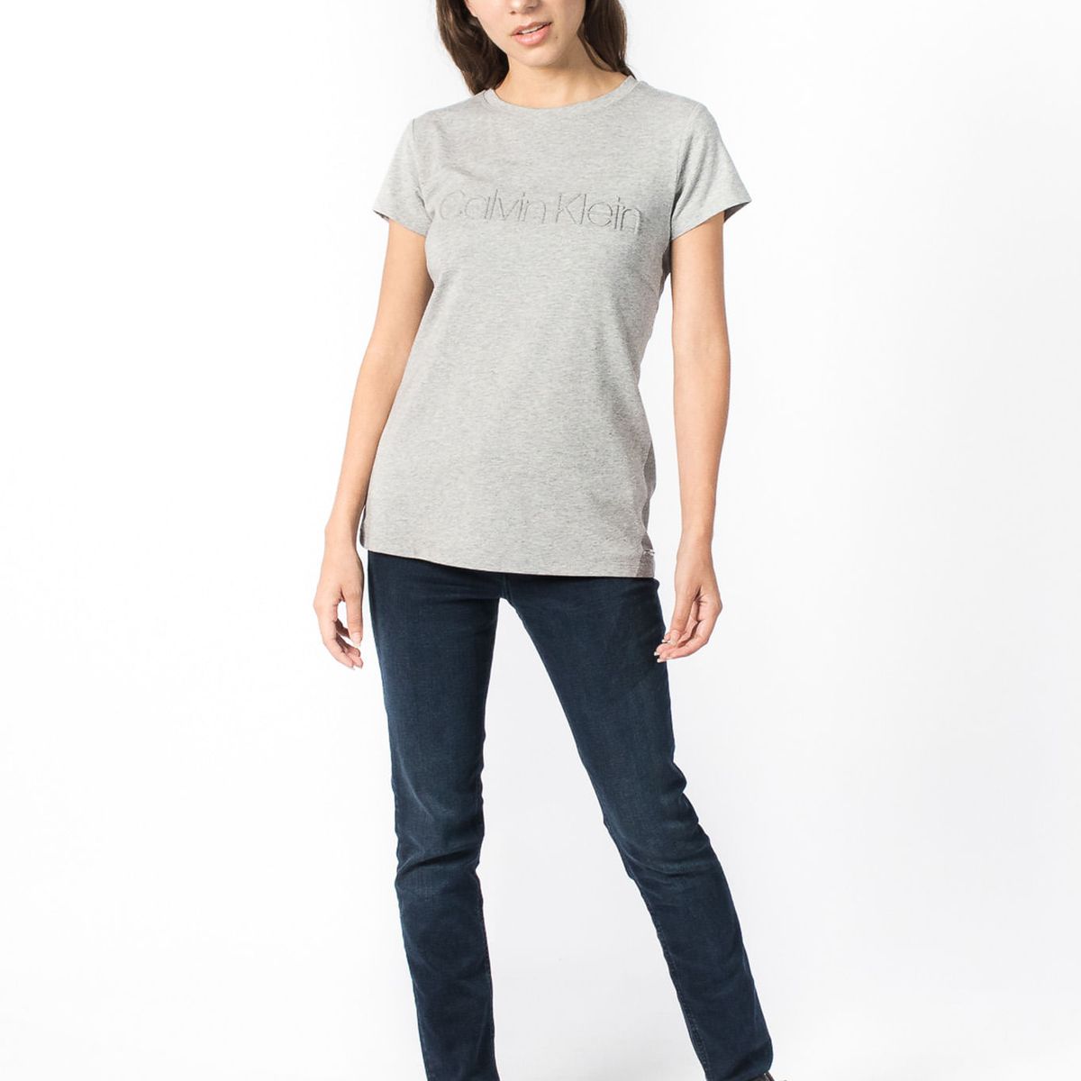 CALVIN KLEIN - Camiseta Con Logo Mujer Gris Calvin Klein