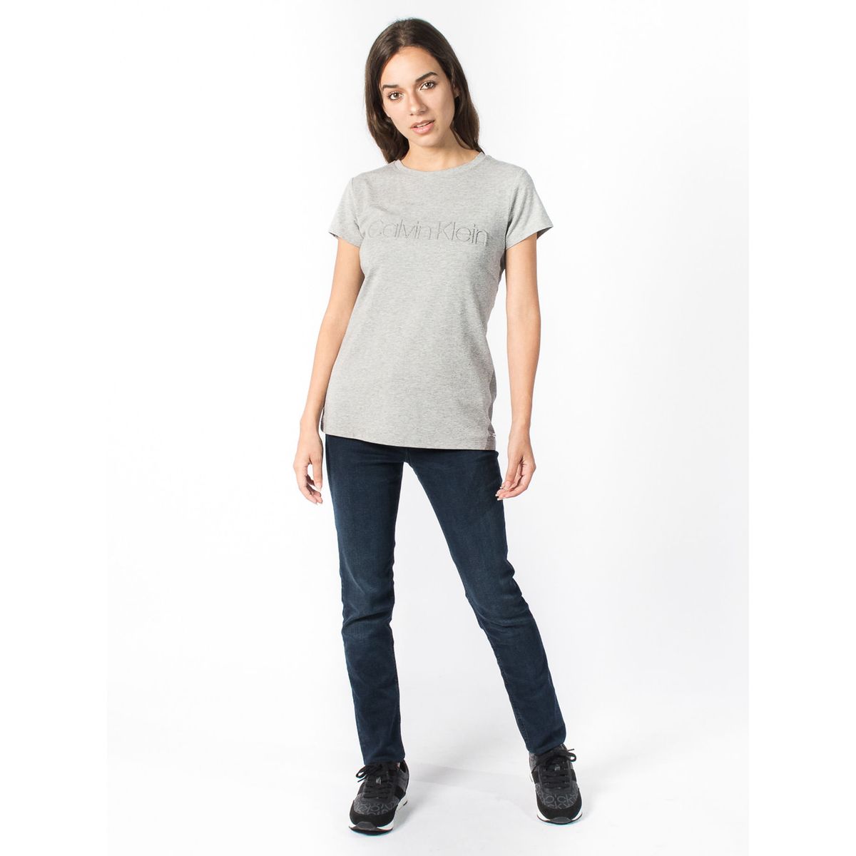 CALVIN KLEIN - Camiseta Con Logo Mujer Gris Calvin Klein