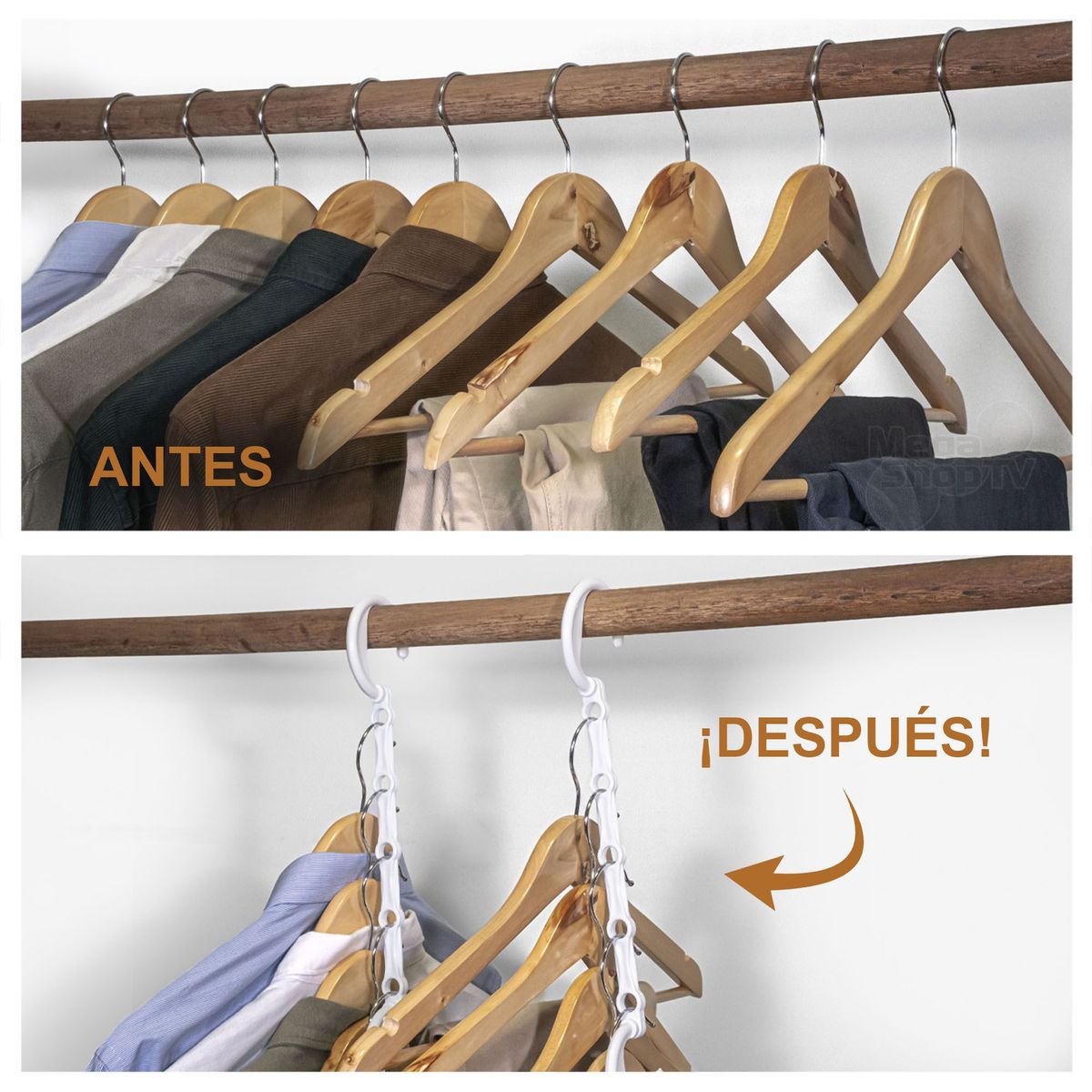 ENERGY PLUS - Gancho ahorrador de espacio 5en1 Organizador closet X6 Unid