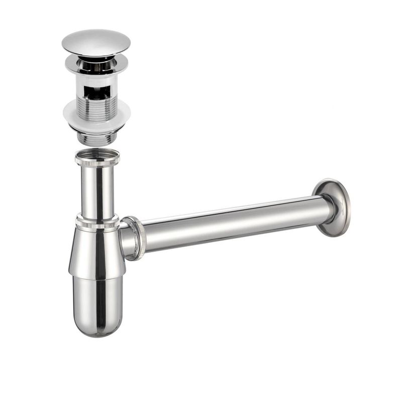 GENERICO - Kit Sifón Desagüe Rebose Push Metálico Brass Lavamanos 1 1/4