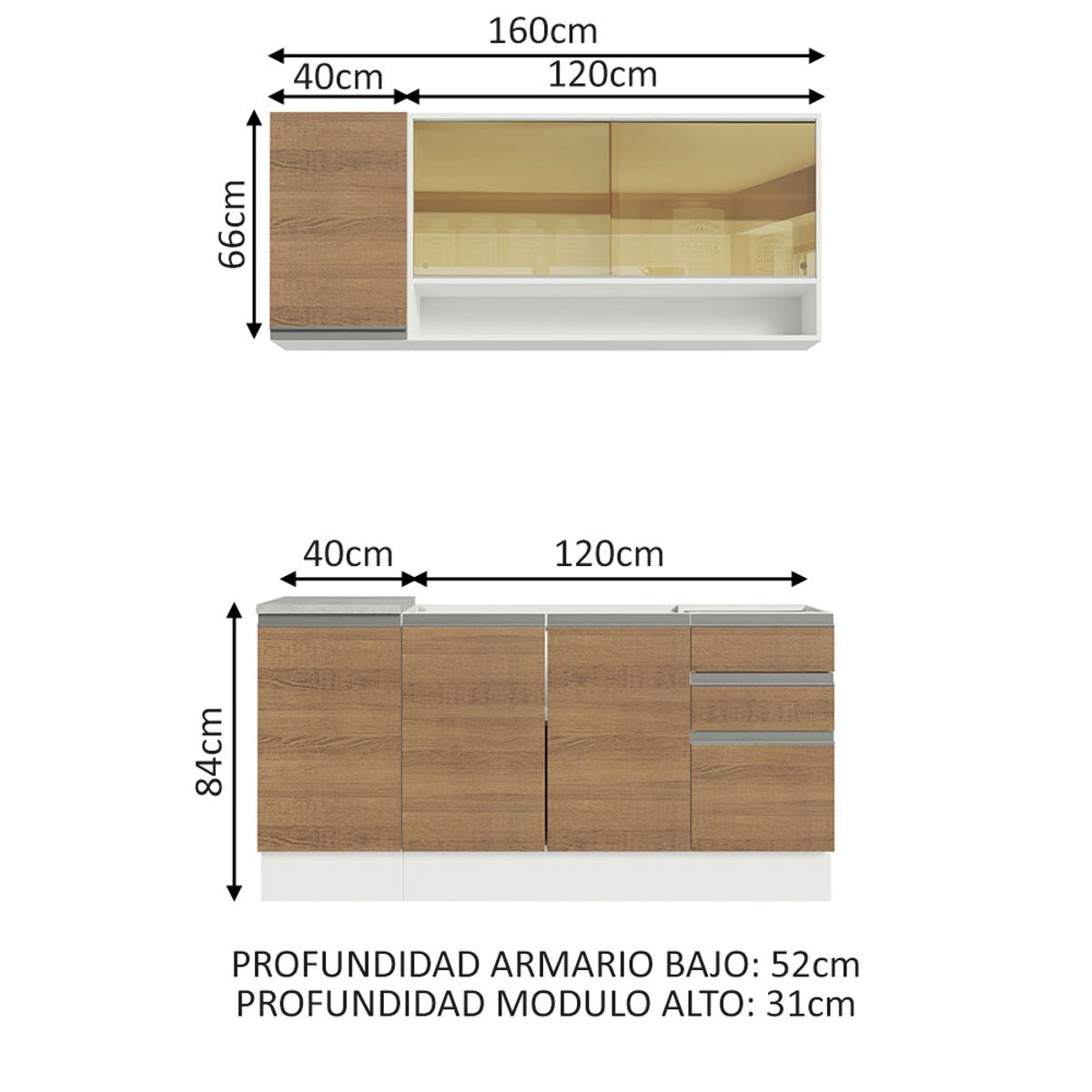 MADESA - Cocina Integral Glamy 1.60 Metros 02