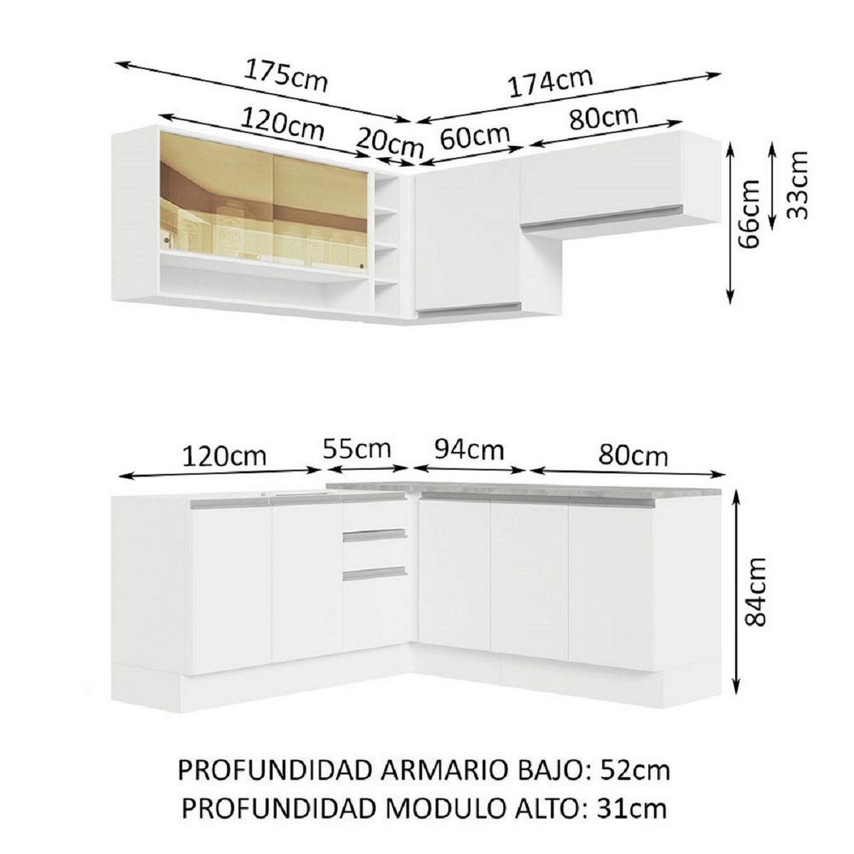 MADESA - Cocina Integral de Esquina Glamy 3.50 m 02