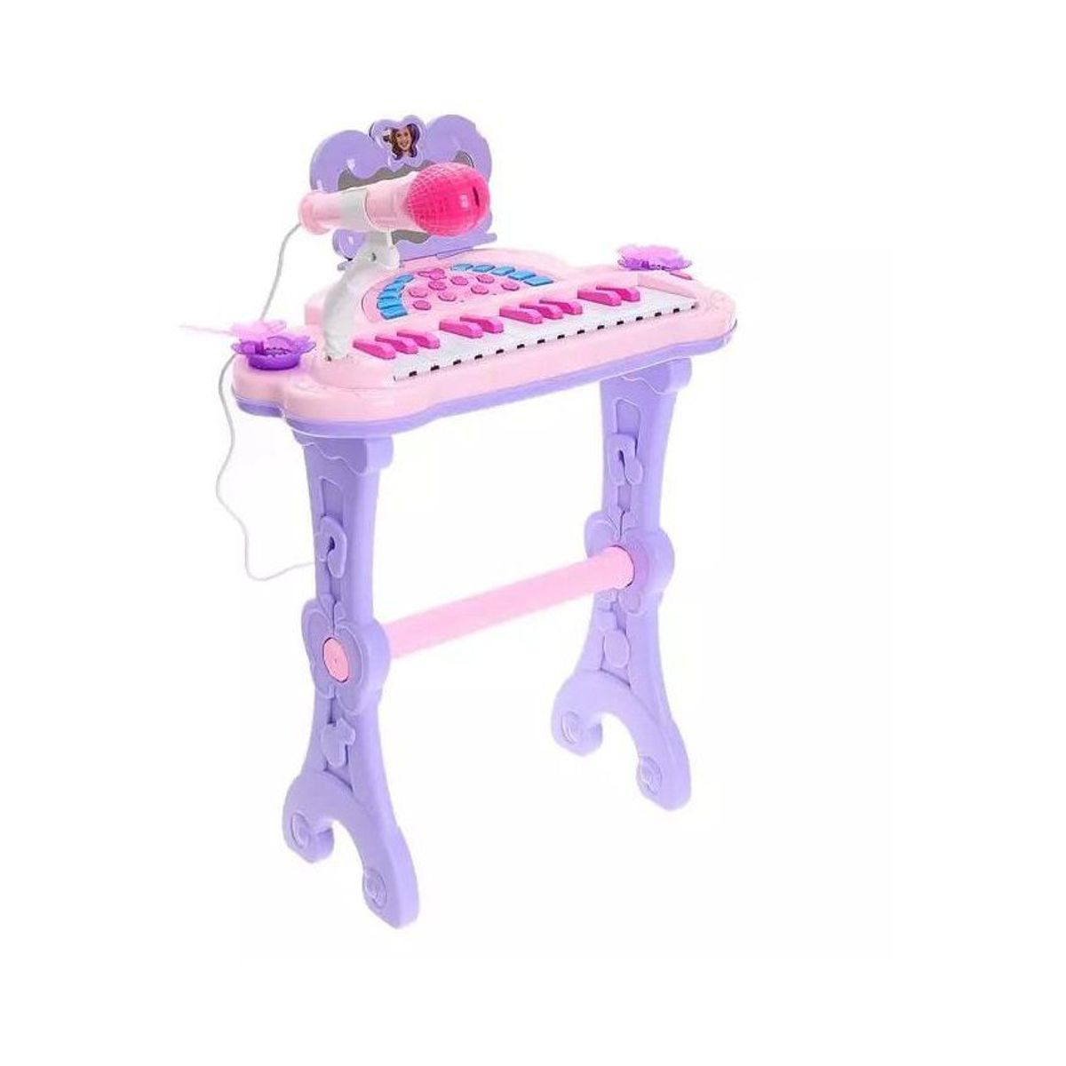 MARKET TOYS - Piano infantil rosado con micrófono mp3 usb