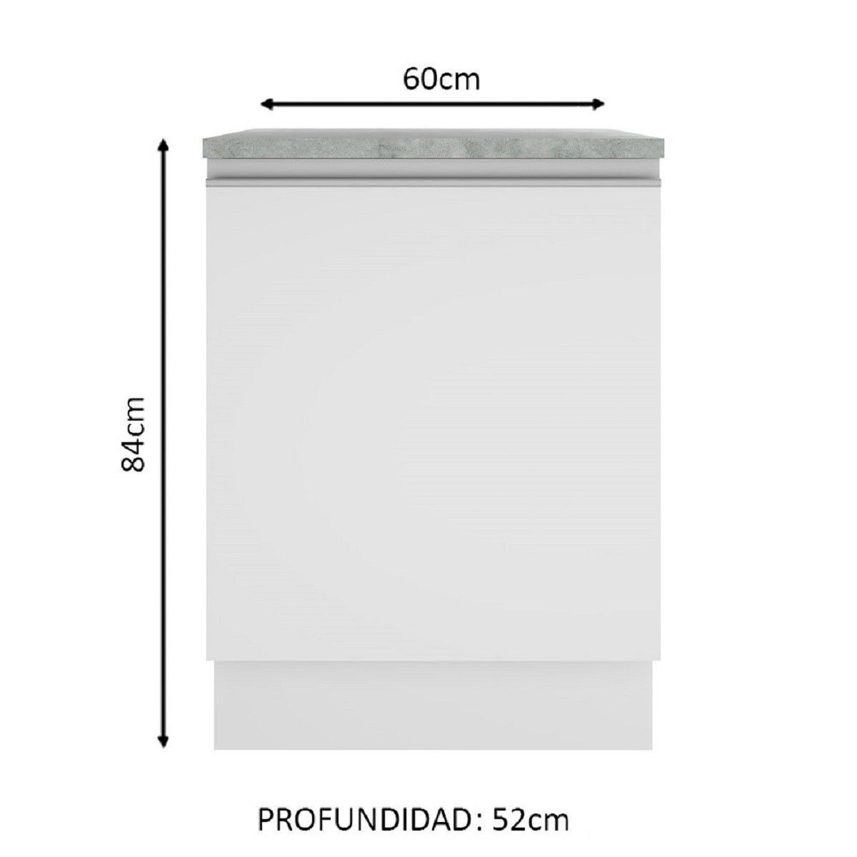 MADESA - Mueble de Cocina Bajo Glamy 60 cm 1 Puerta Blanco