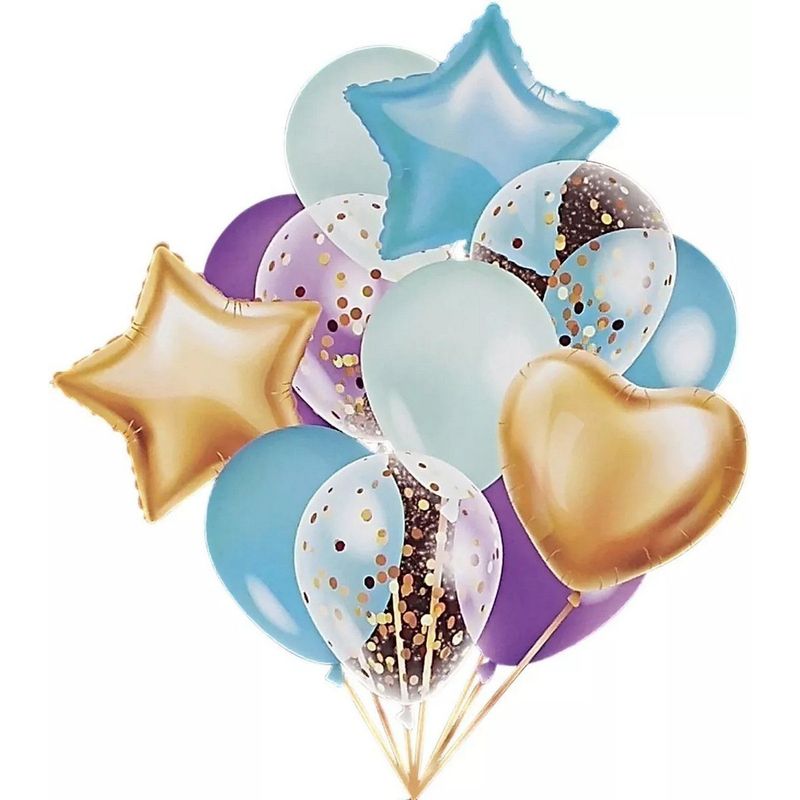 DAYOSHOP - Kit Set Globo Feliz Cumpleaños Corazon Estrella Azul