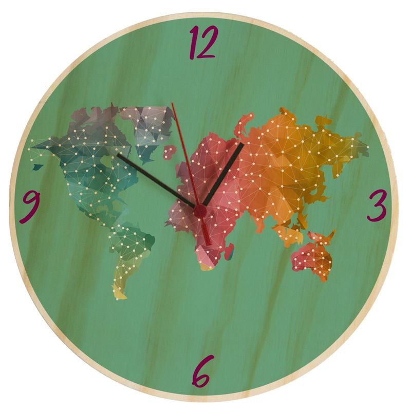GAMA DIGITAL - Reloj de pared mapamundi acuarela.