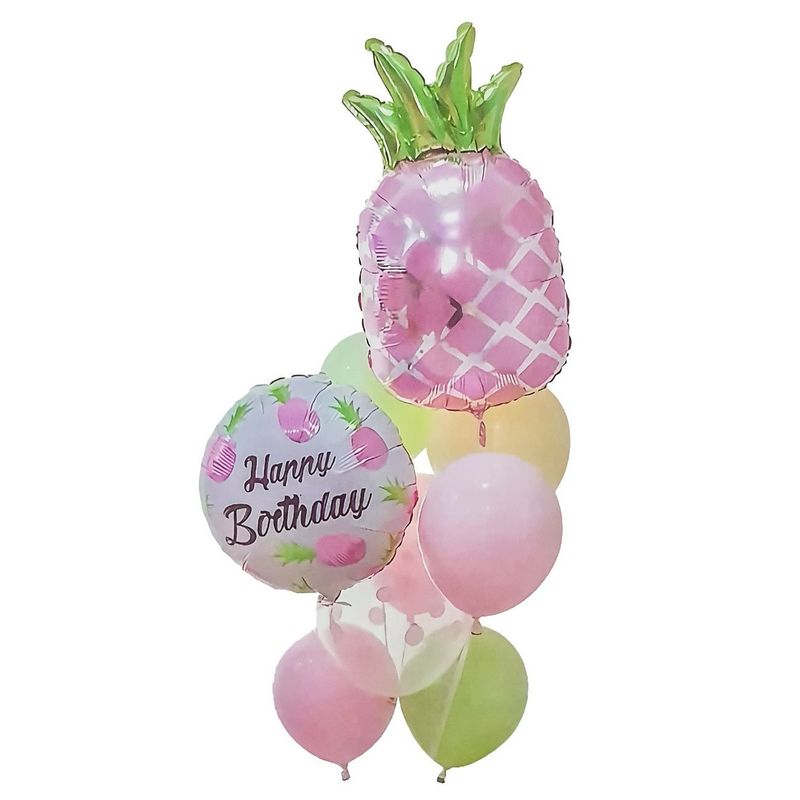 DAYOSHOP - Kit Set Globo Feliz Cumpleaños Piñas Fiesta Hawaina Rosa