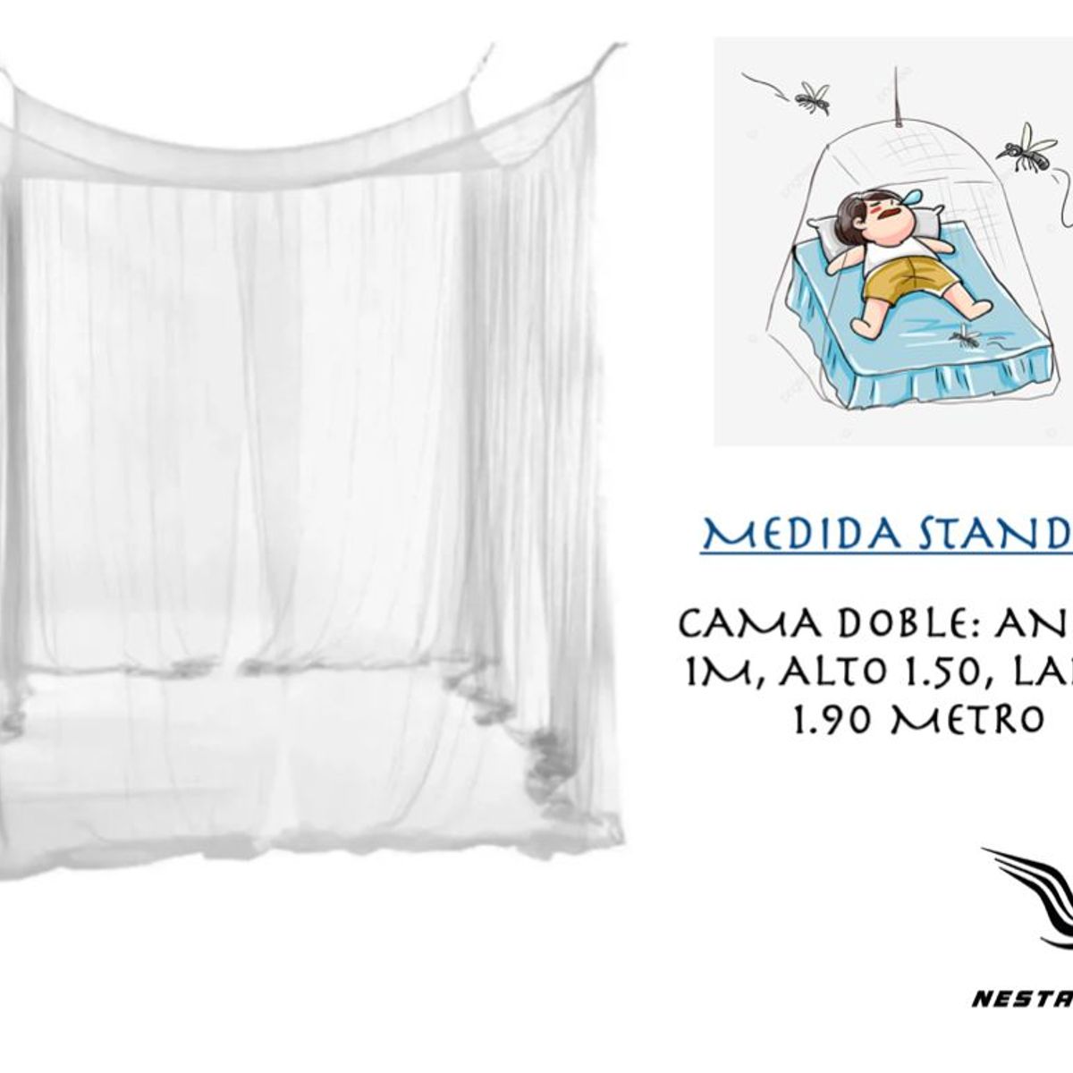 STALION - Toldillo Mosquitero Proteccion Maxima Insectos Cama Doble Azul