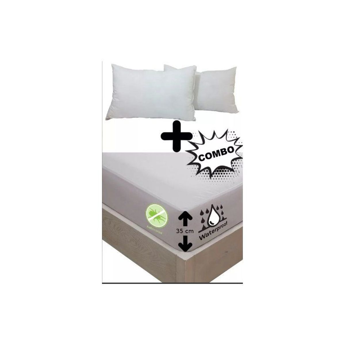 GENERICO - Combo Protector de Colchon Impermeable King 2x2 + 2 Fundas Almohada
