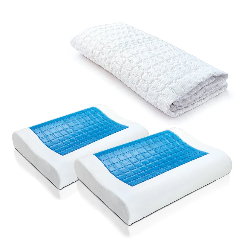 ENERGY PLUS - Combo Protector colchón algodón semidoble 2 Almohada Gel Ortopédica