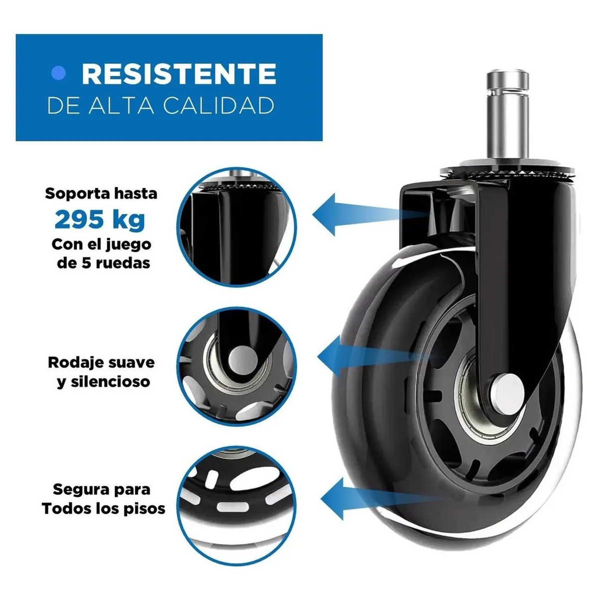 LINKON - Ruedas Para Silla Escritorio Tipo Roller Set 5 Universales