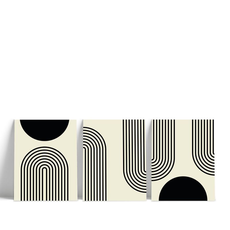 GAMA DIGITAL - Cuadros decorativos Tríptico black dots