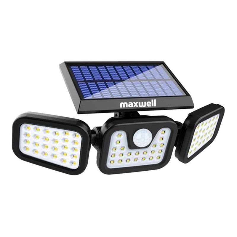 MAXWELL - Lampara Solar Led Exterior Maxwell Sensor Movimiento 3 Direc-