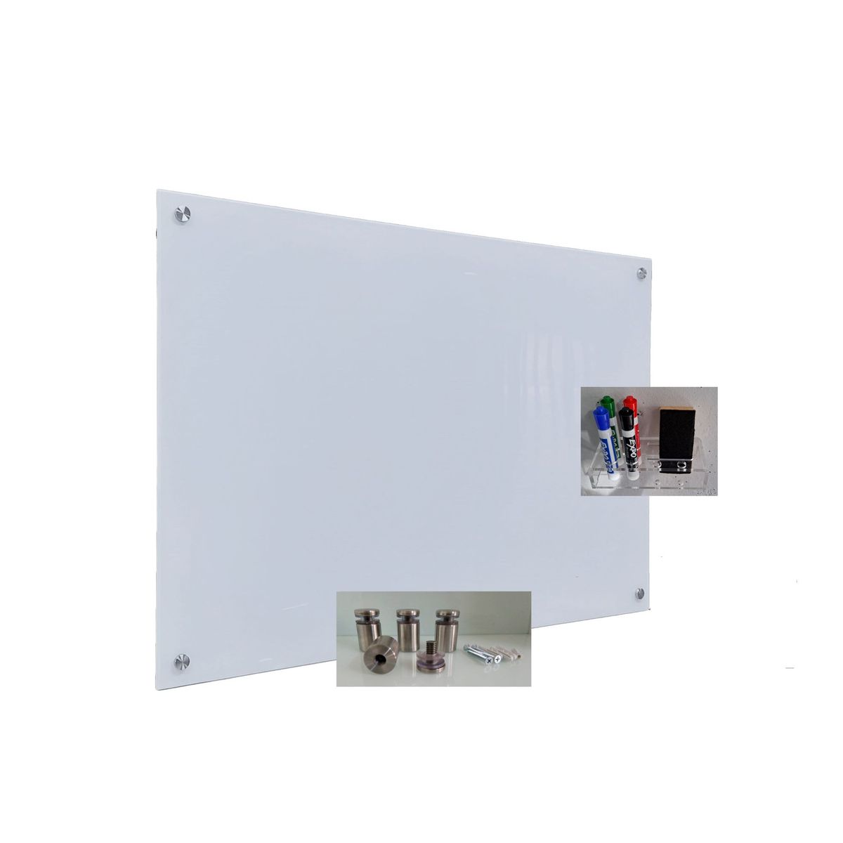 GENERICO - Tablero en vidrio templado Tamaño 80x60 cm Color Blanco