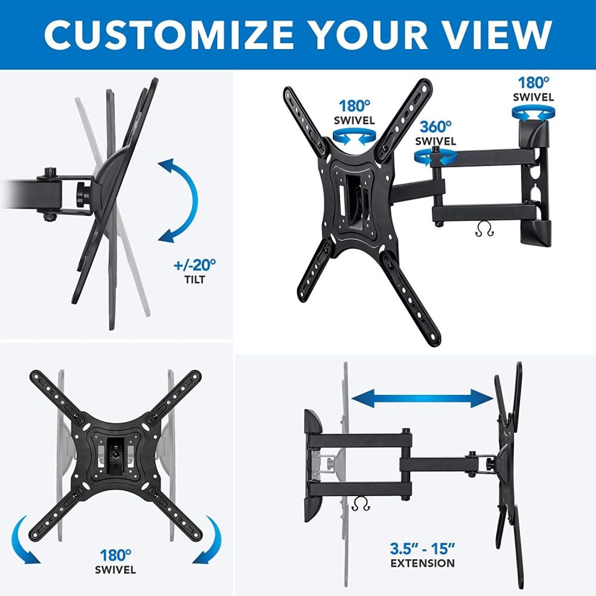 NIA - Soporte De Pared Movible Para Tv De 32 A 55 Pulgadas An400