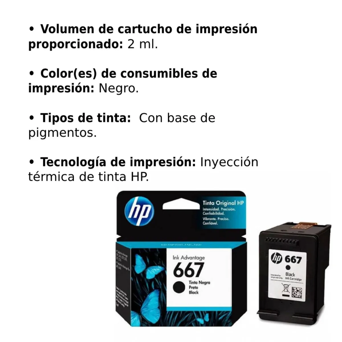 HP - Cartucho De Tinta Hp 667 Negro Original Ink Advantage
