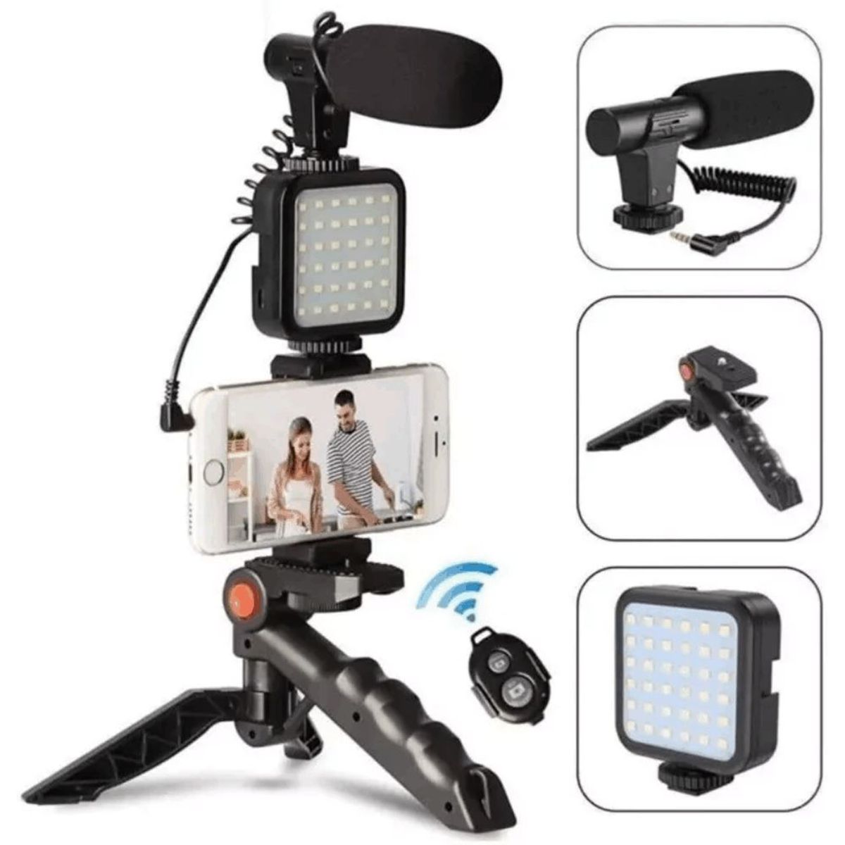 GENERICO - Estabilizador Soporte Celular Luz Led Micrófono  Control