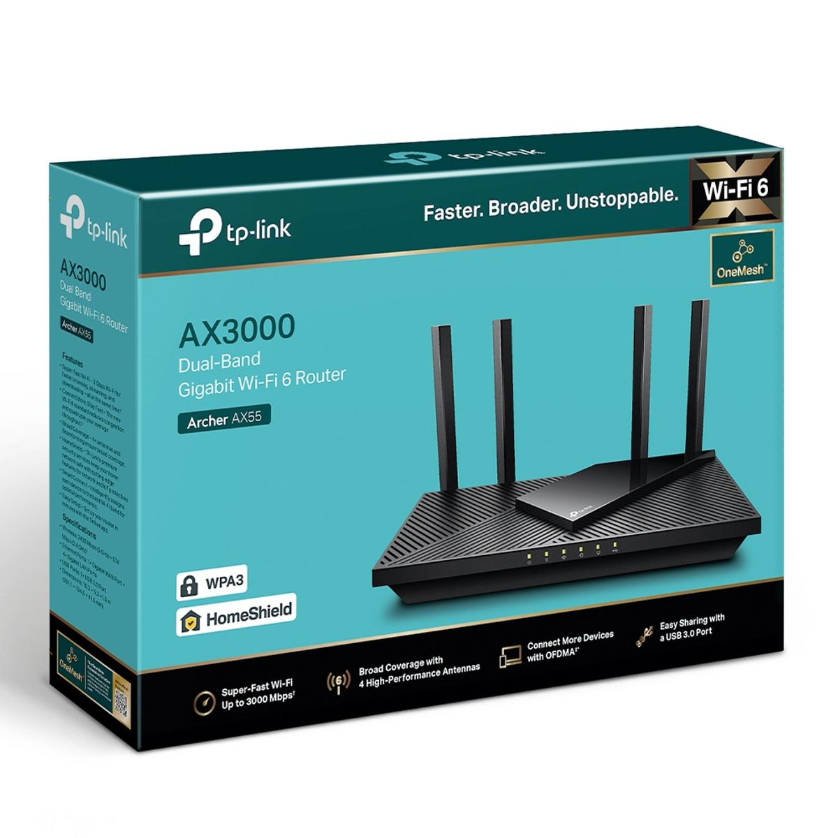 TP LINK - Router Gigabit Tp-link, Wifi 6 Dual Band Ax3000, Archer Ax55