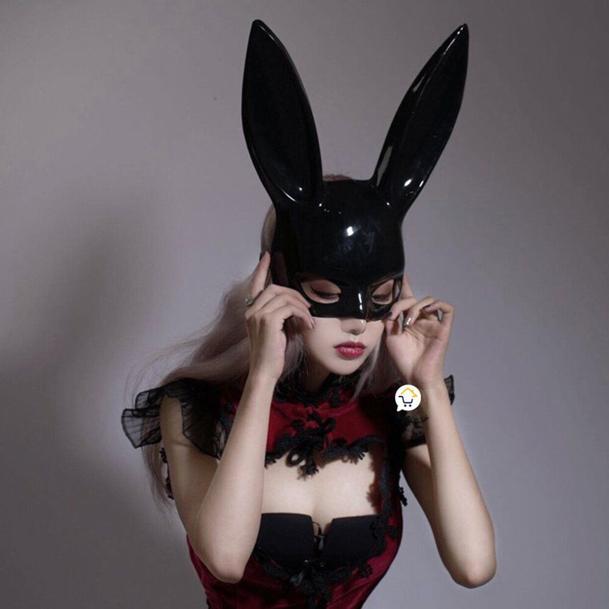 COMPRALOENCASA COM - Mascara conejo mujer sexy media cara halloween disfraz pg395