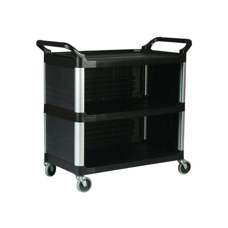 RUBBERMAID - Rubbermaid Carro Servicio 3 Estantes Con Ruedas 150 Kg Negro