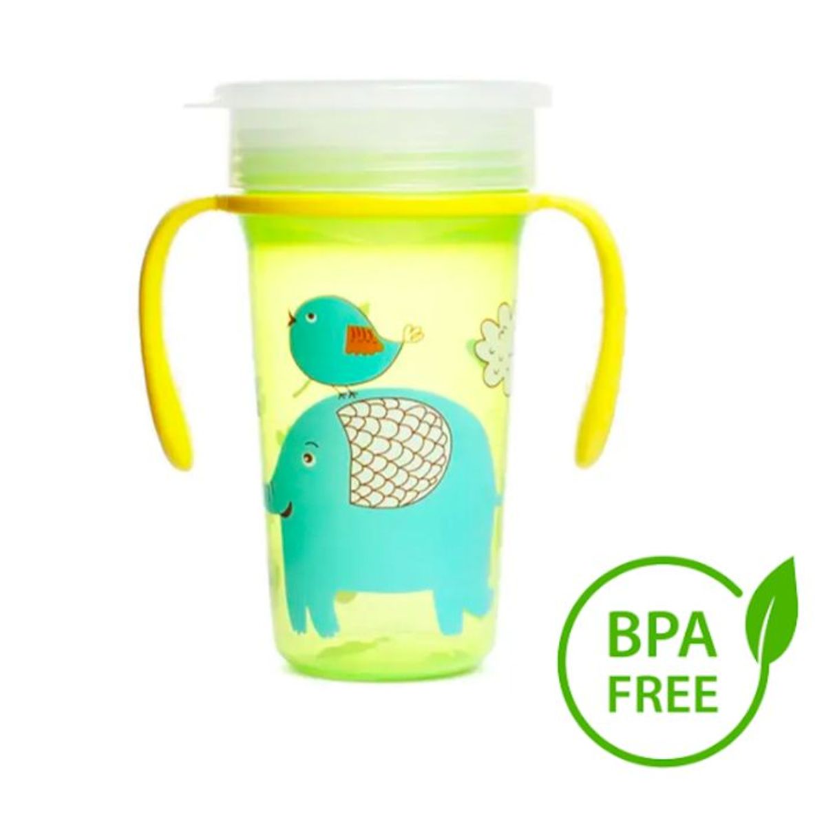 GENERICO - Vaso no regueros 360 verde de animalitos antiderrame 9 onzas