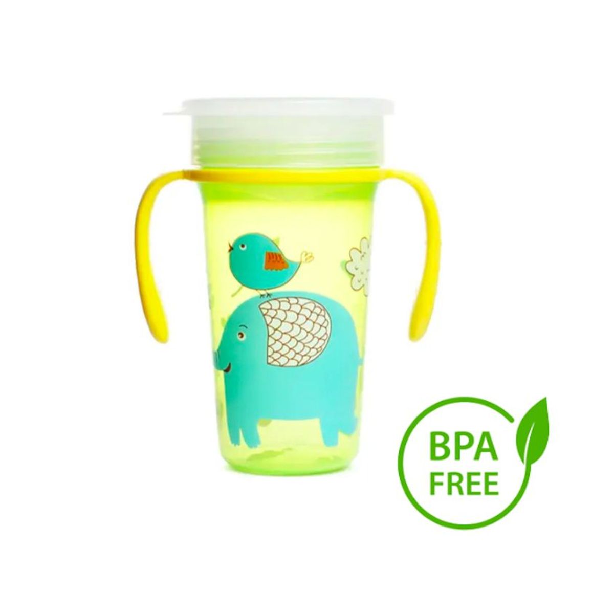 GENERICO - Vaso no regueros 360 verde de animalitos antiderrame 9 onzas