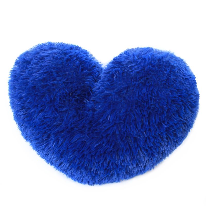 BANZAY - Cojín Decorativo Peludo Corazón - Azul Rey