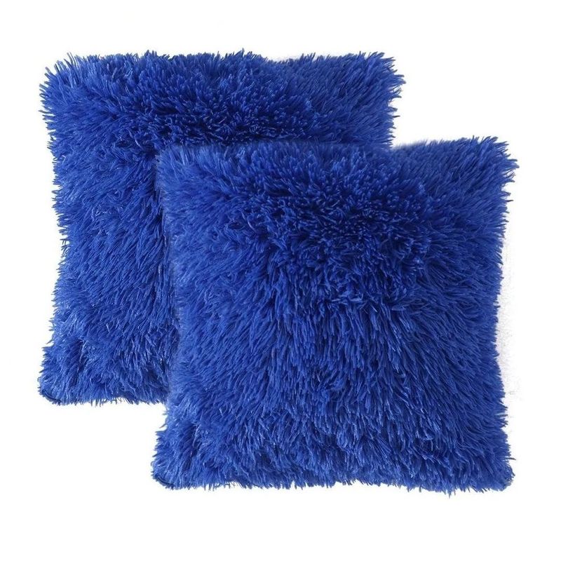BANZAY - Kit x 2 Fundas Cojines Péludo - Azul Rey