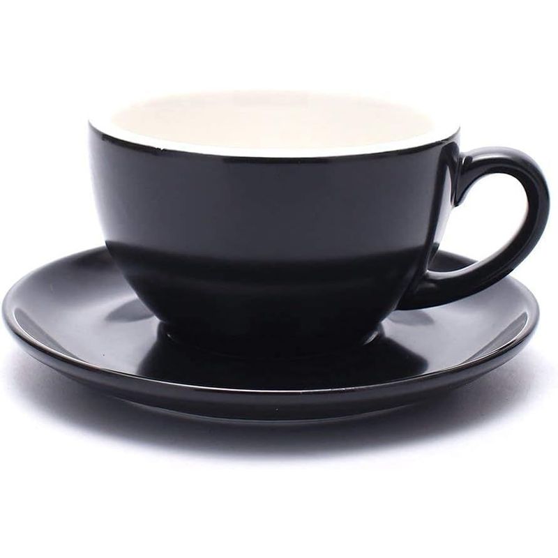 GENERICO - Pocillo Negro De Cerámica De 75ml Con Plato Elegante