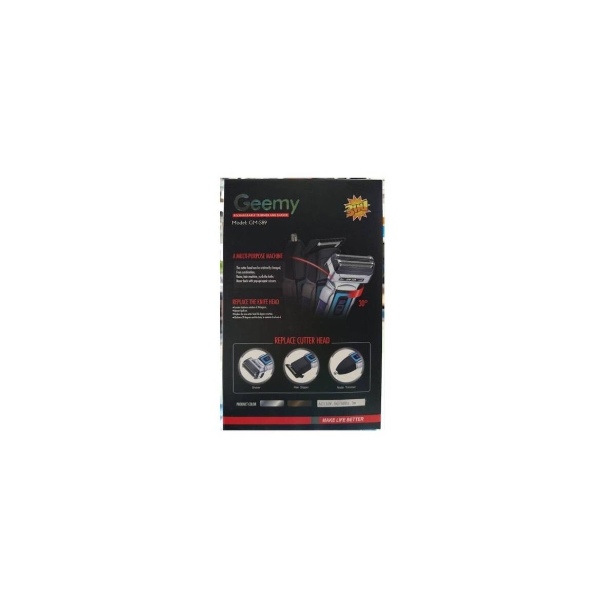 GENERICO - Máquina afeitar 3 en 1 geemy gm-589  recargable