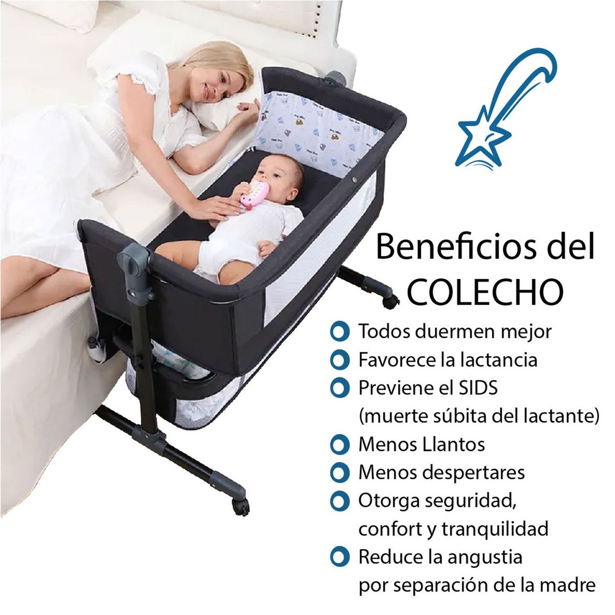 ENFANTASY - Cuna Colecho para Bebe con Mosquitero y Organizador-