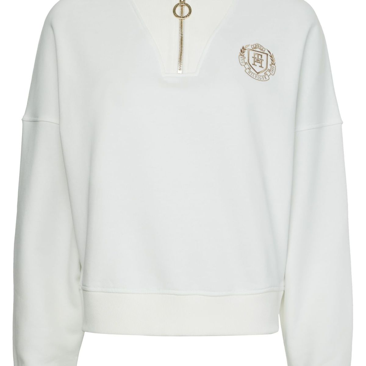 TOMMY HILFIGER - Saco De Corte Amplio Con Media Cremallera Mujer Blanco Tommy Hilfiger