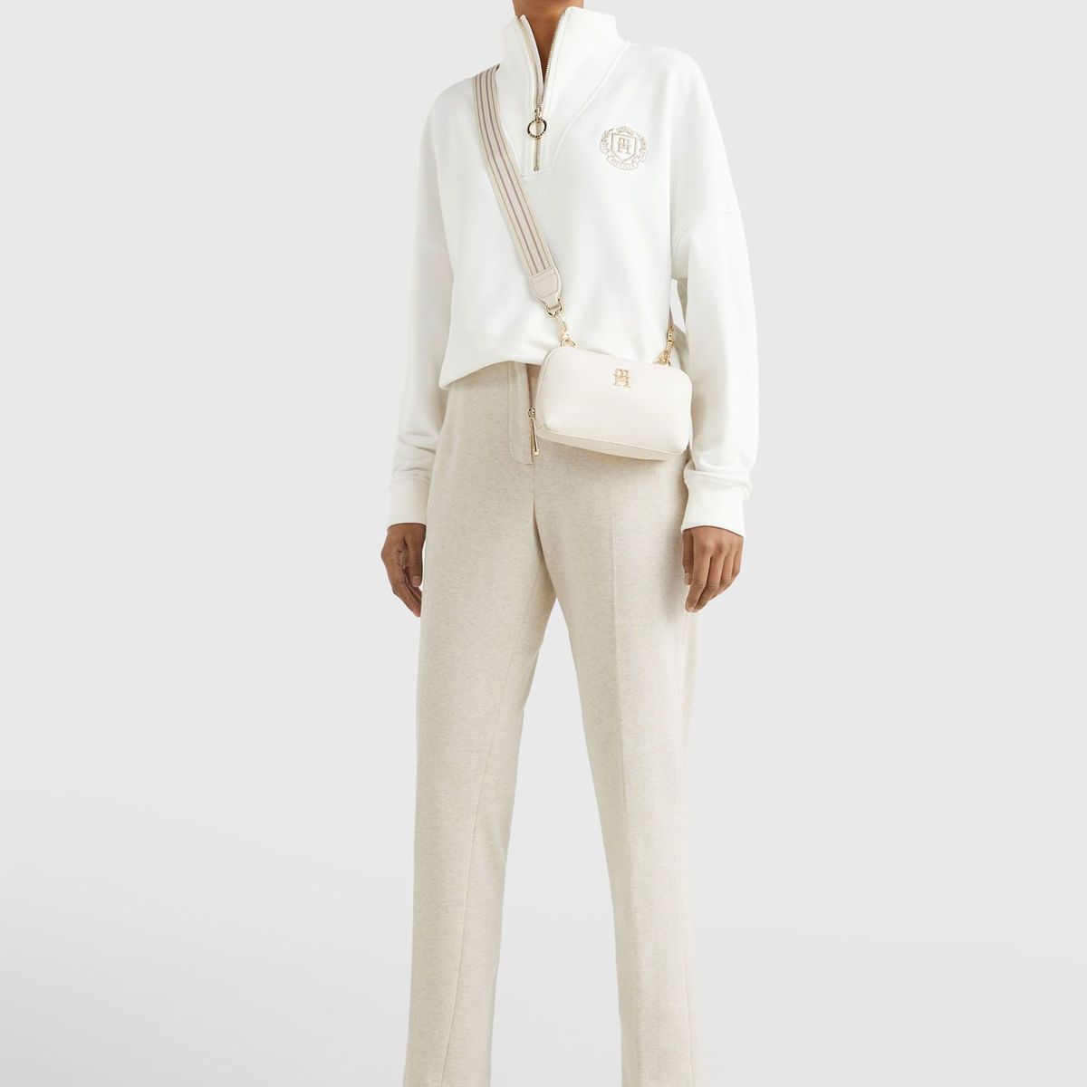 TOMMY HILFIGER - Saco De Corte Amplio Con Media Cremallera Mujer Blanco Tommy Hilfiger