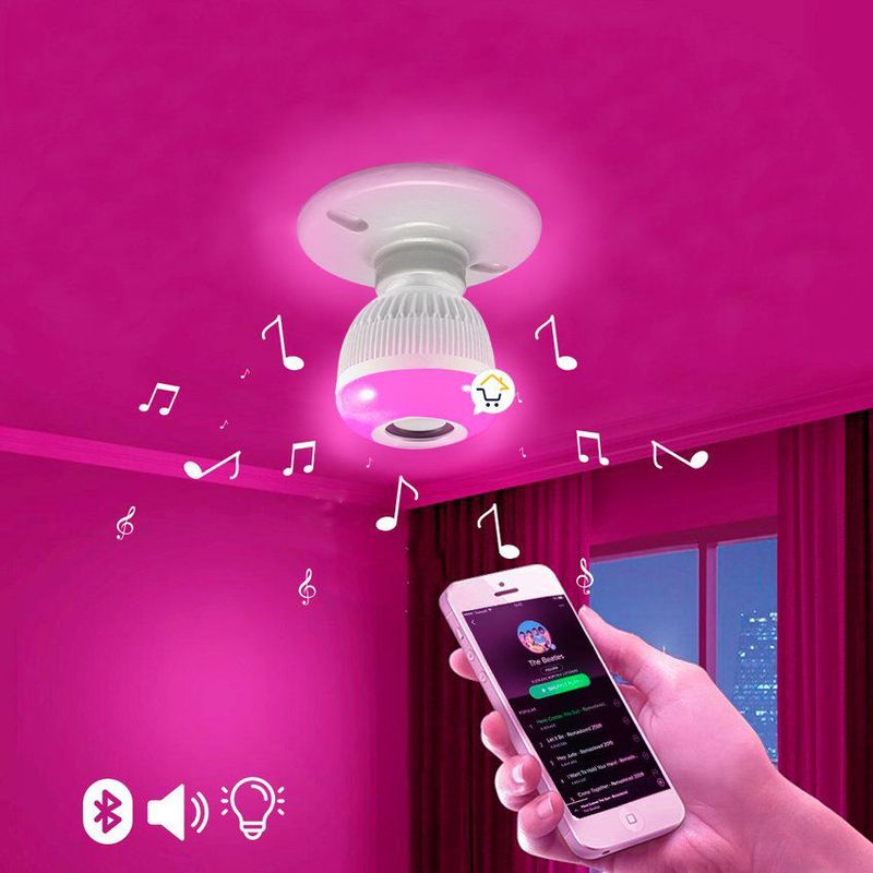 COMPRALOENCASA COM - Bombillo parlante led multicolor con bluetooth control remoto 112